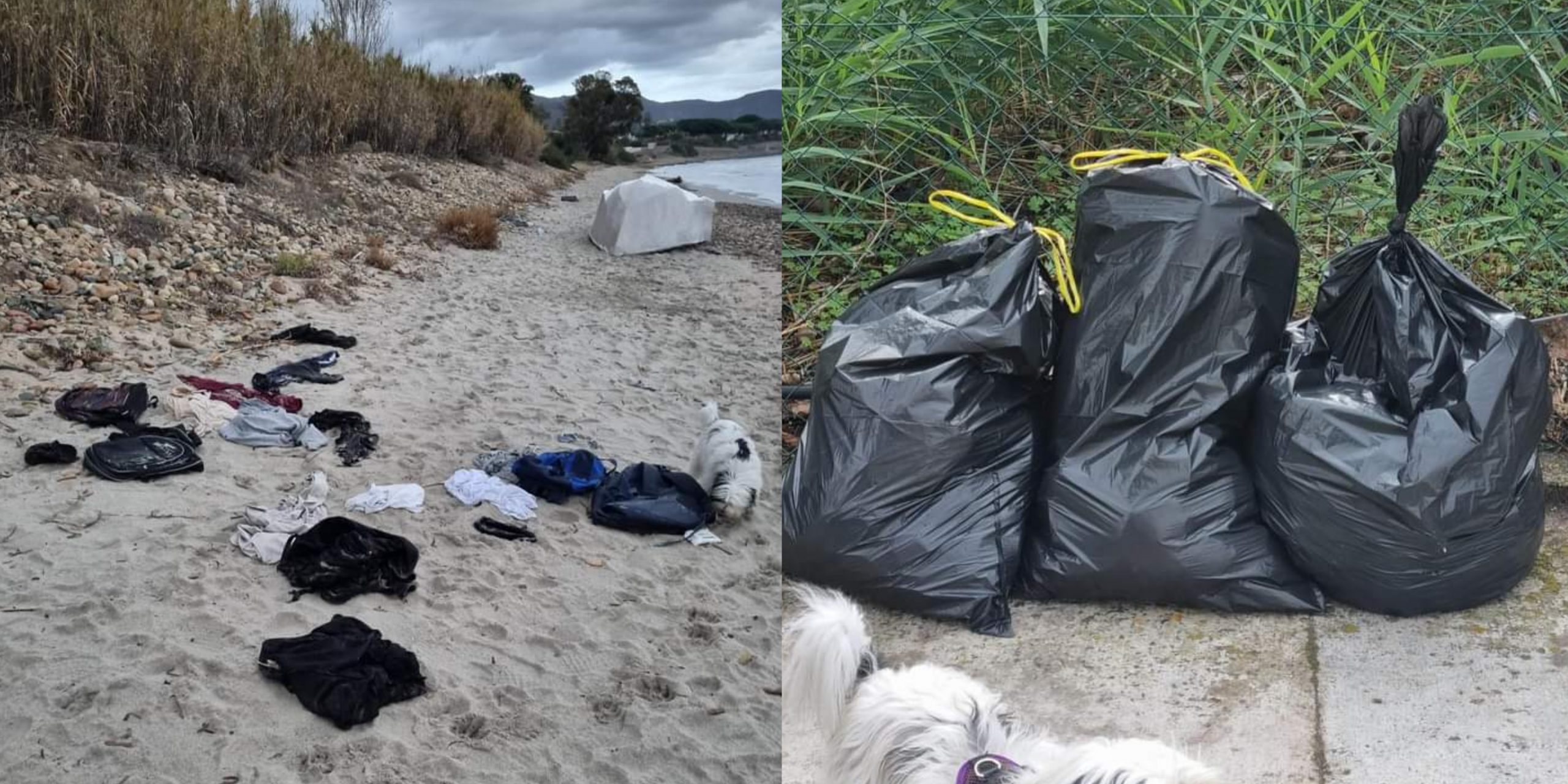Flumini, raccolti gli abiti abbandonati dai migranti sulla spiaggia