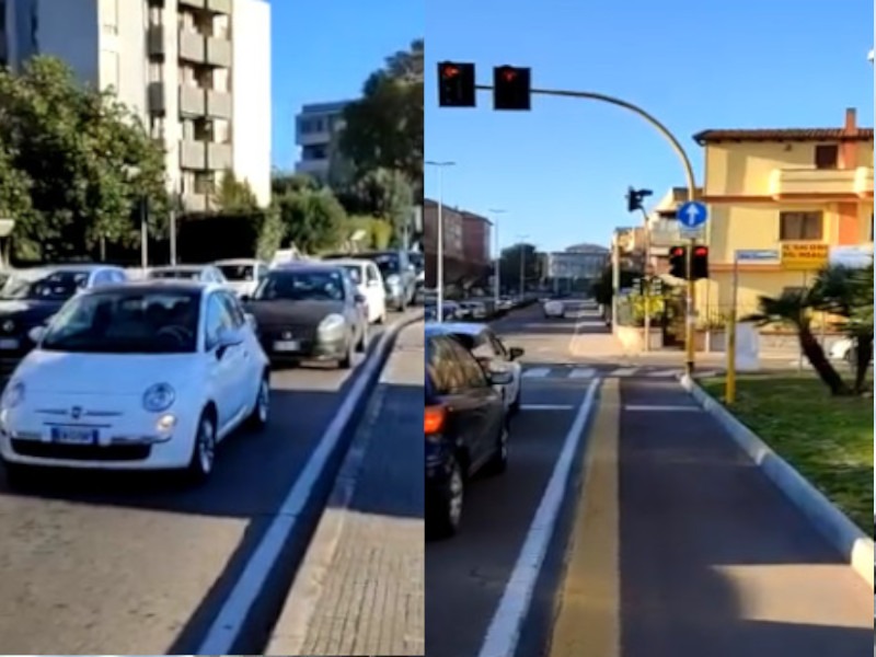 Pista ciclabile e semaforo per ciclisti, caos traffico in via Vesalio a Cagliari: “Amministrazione di ecofanatici”