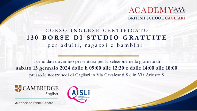 CORSO DI INGLESE CERTIFICATO – 130 BORSE DI STUDIO GRATUITE