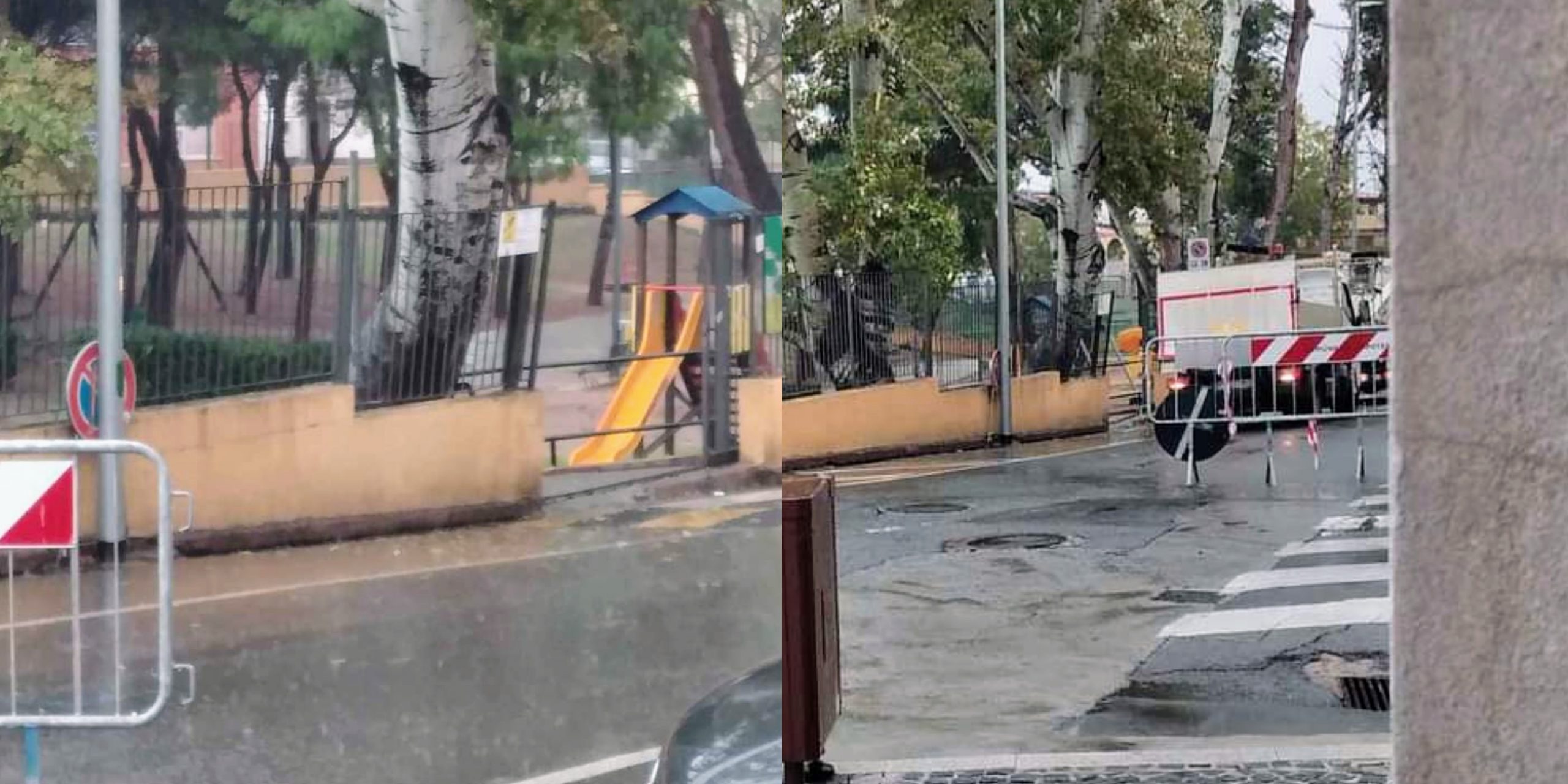 Paura a Capoterra, albero pericolante nel parco giochi di via Satta