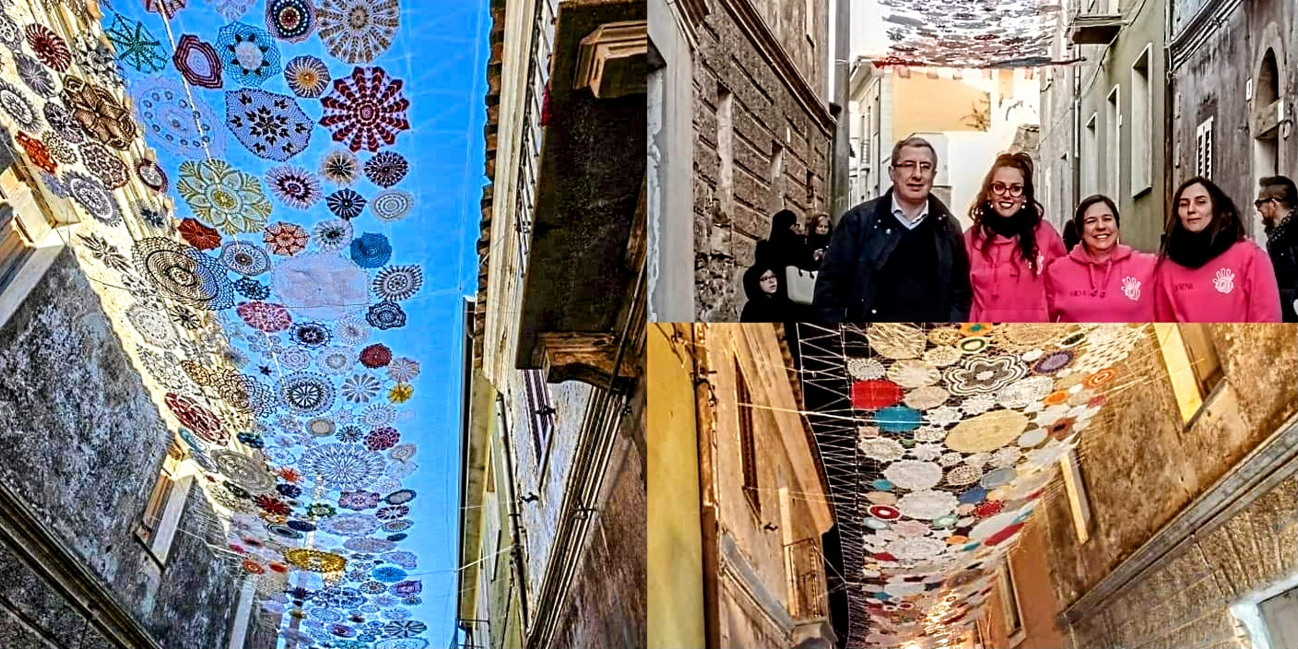 Progetto artistico a Mandas: centinaia di centrini sospesi per aria