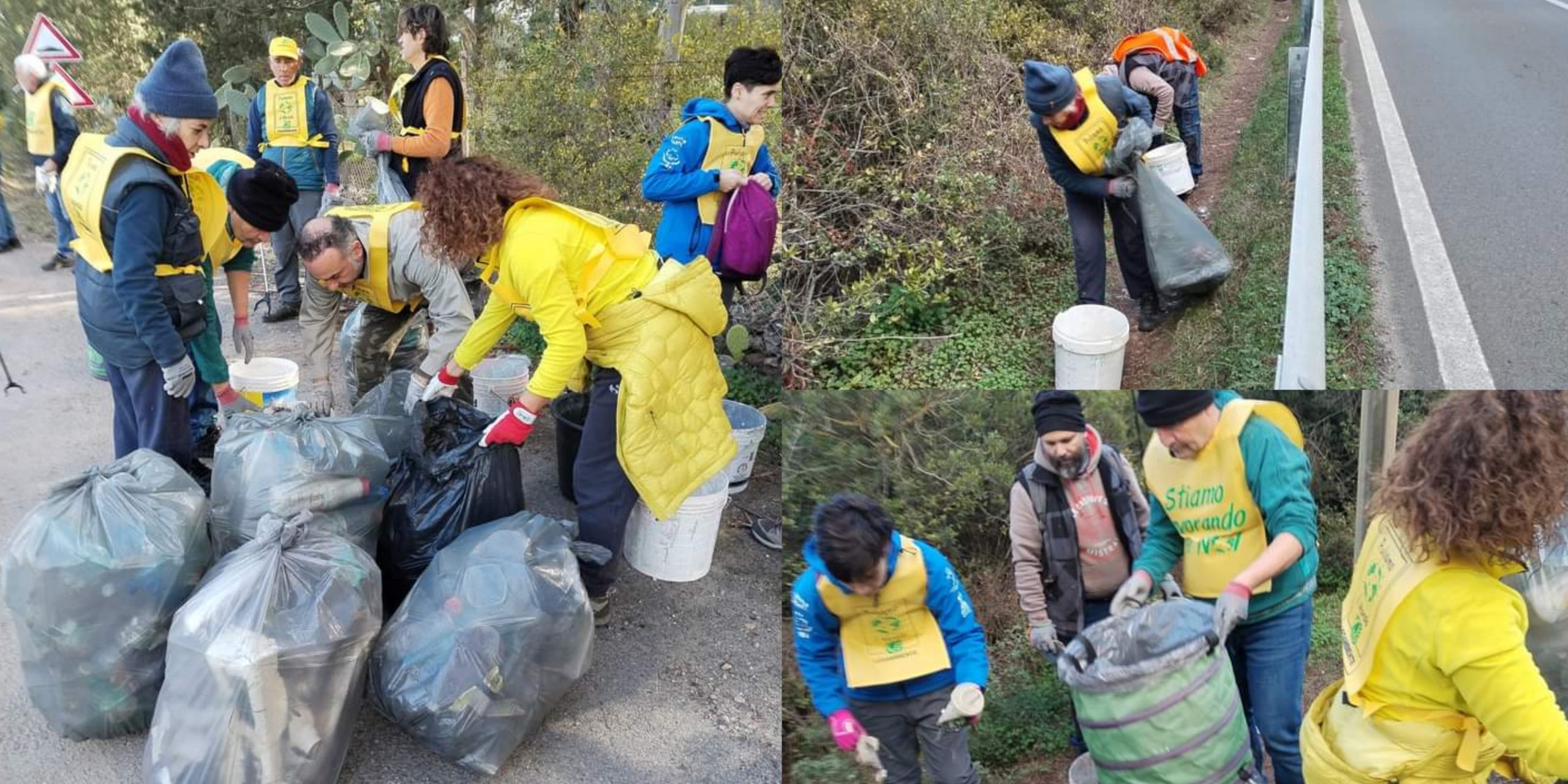 Sinnai, 150 sacchi di rifiuti raccolti in soli due km a bordo strada della Ss 125