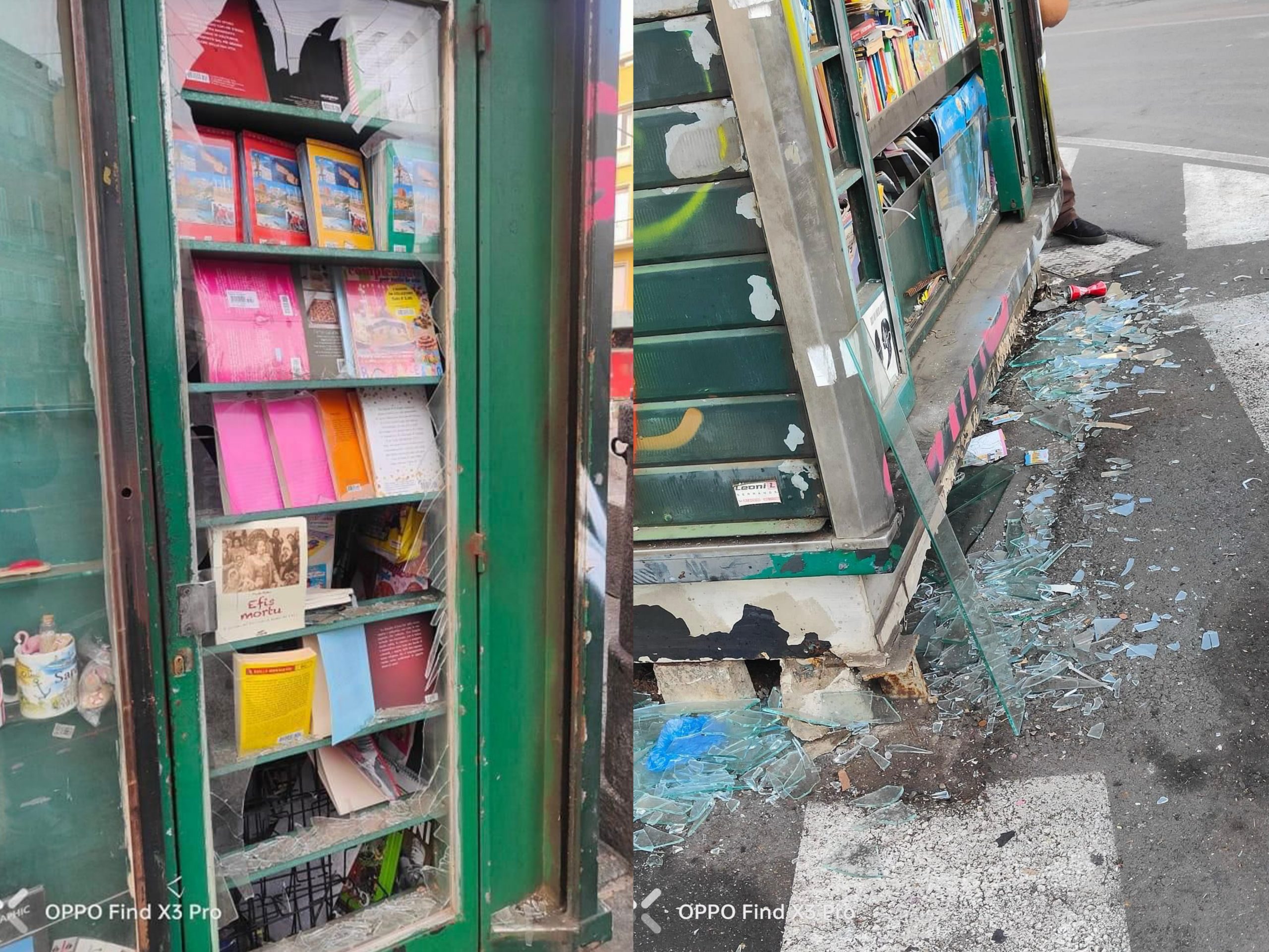 Cagliari, i vandali distruggono l’edicola di piazza Yenne: “Noi residenti aiuteremo Roberto a rialzarsi”