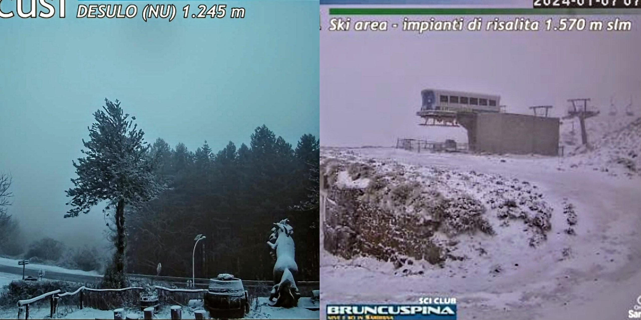 Ondata di freddo in Sardegna, sul Bruncu Spina è arrivata la neve