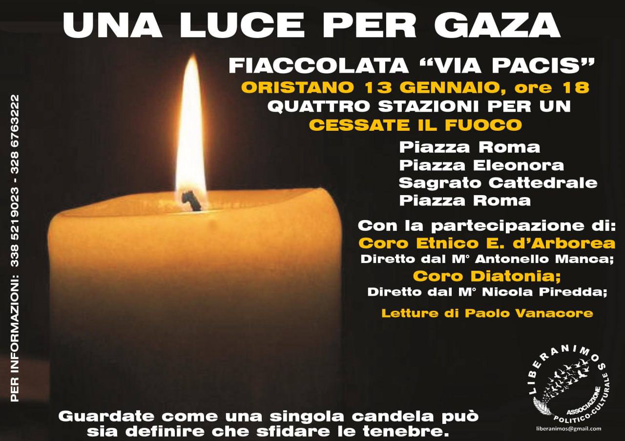 Una luce per Gaza, fiaccolata per dire no alla guerra