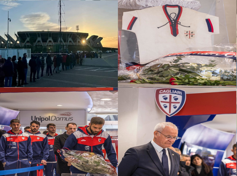 Cagliari si ferma per l’addio a Gigi Riva: folla record alla camera ardente, attese migliaia di persone per il funerale