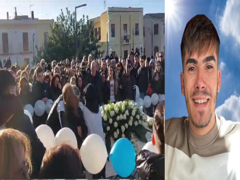 Quartucciu, palloncini e corteo di scooter per l’addio a Massimo Cocco: “Dacci la forza da lassù”