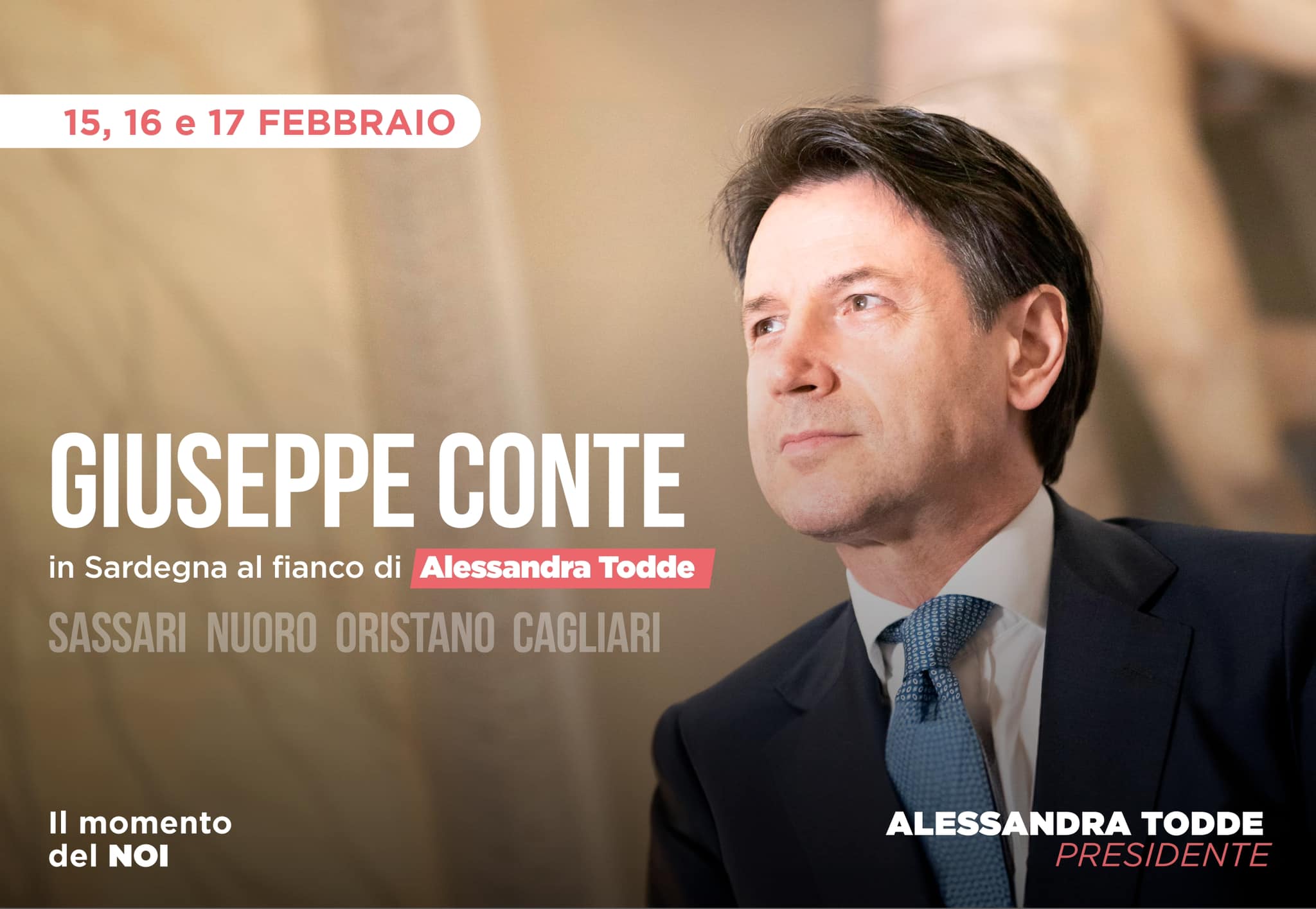 Giuseppe Conte in Sardegna dopo Schlein, tre giorni per tirare la volata alla Todde