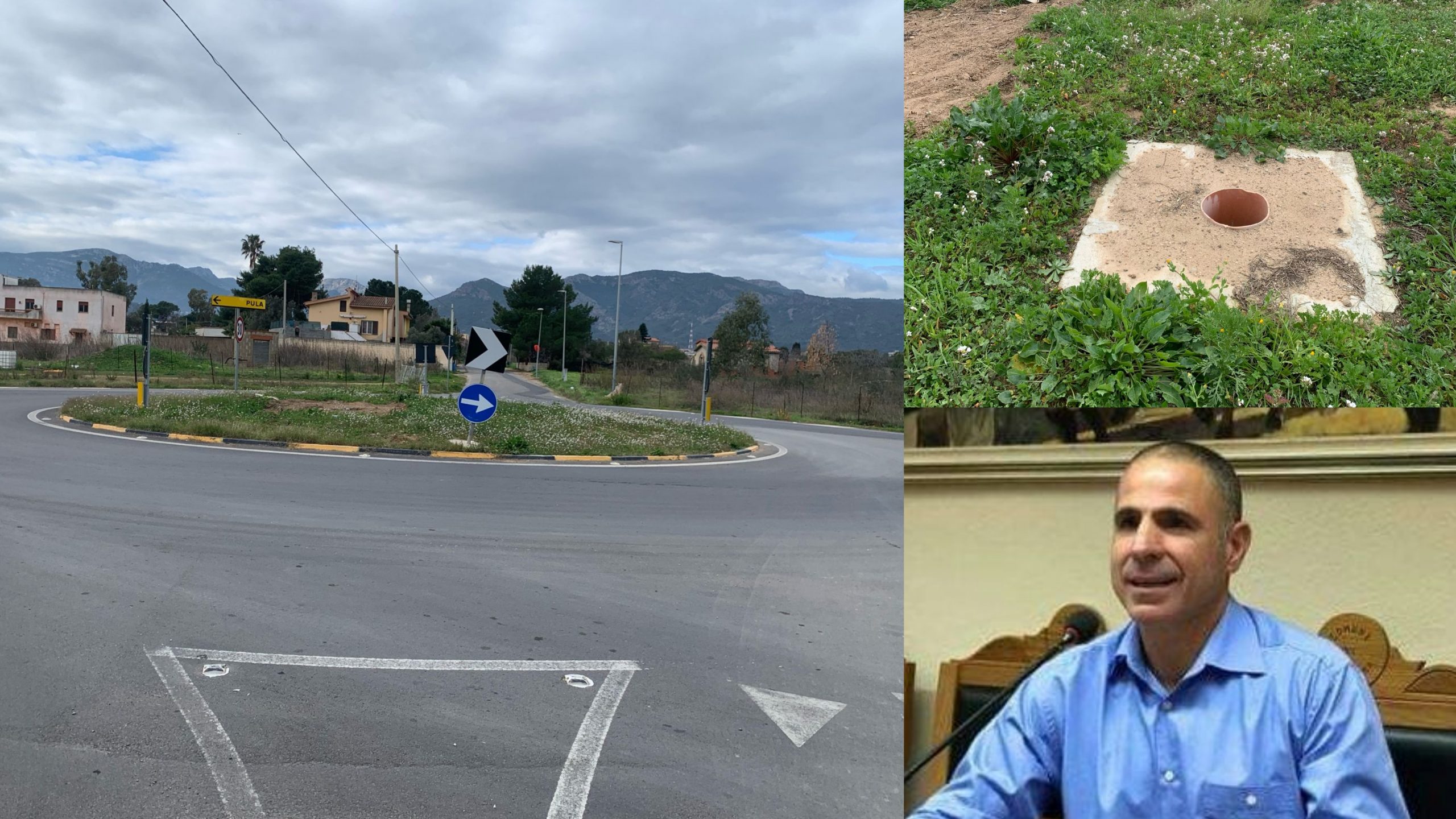 Capoterra, sicurezza fai da te: la rotatoria è al buio, un cittadino piazza un faro anti incidenti