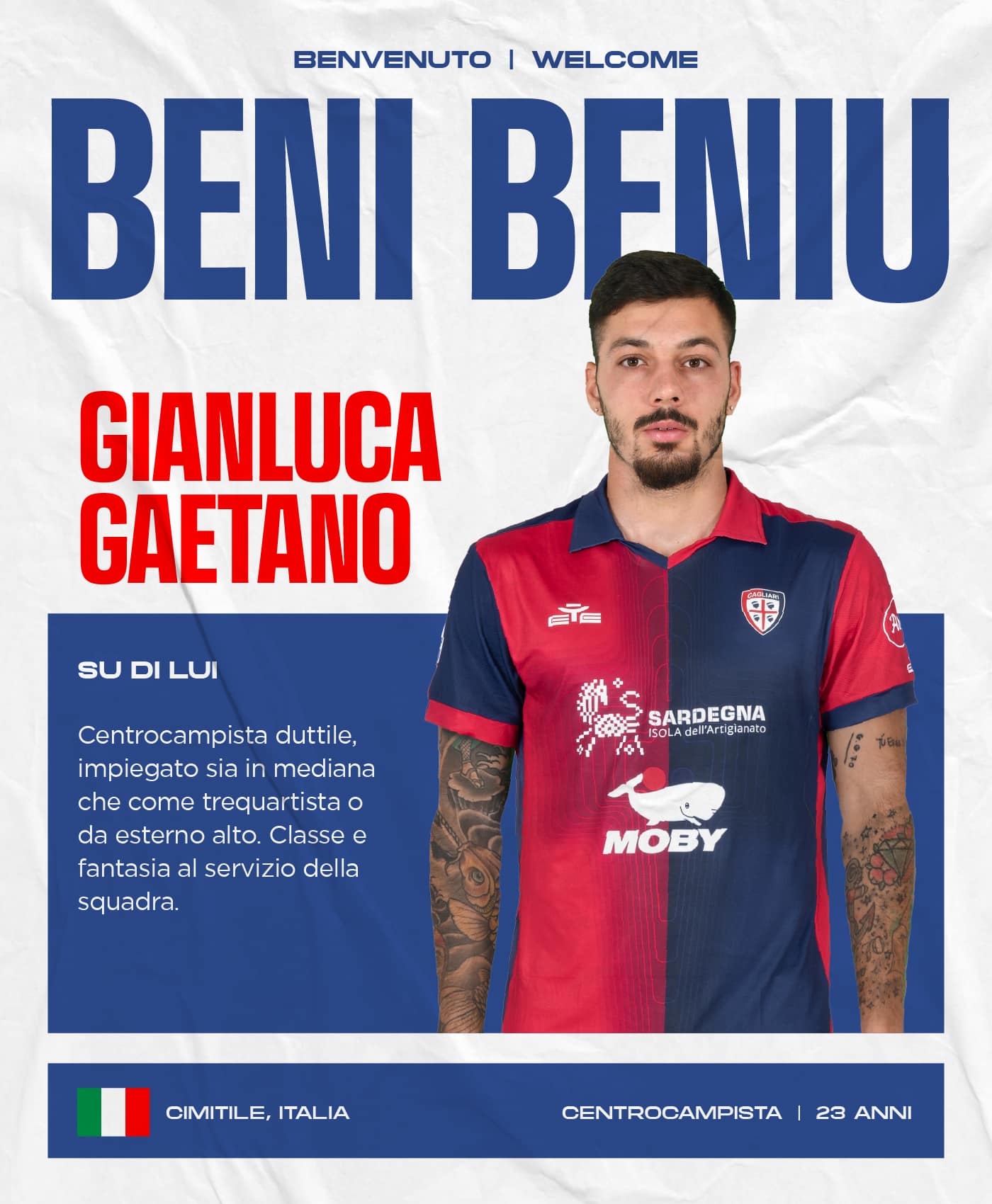 Classe e fantasia per i rossoblù: ufficiale l’arrivo di Gaetano al Cagliari