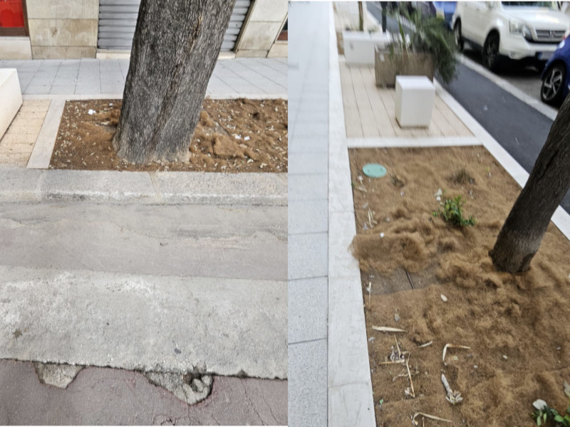 Cagliari, la nuova via Dante è già vecchia: lastre scheggiate e scivolose e spazzatura nelle aiuole