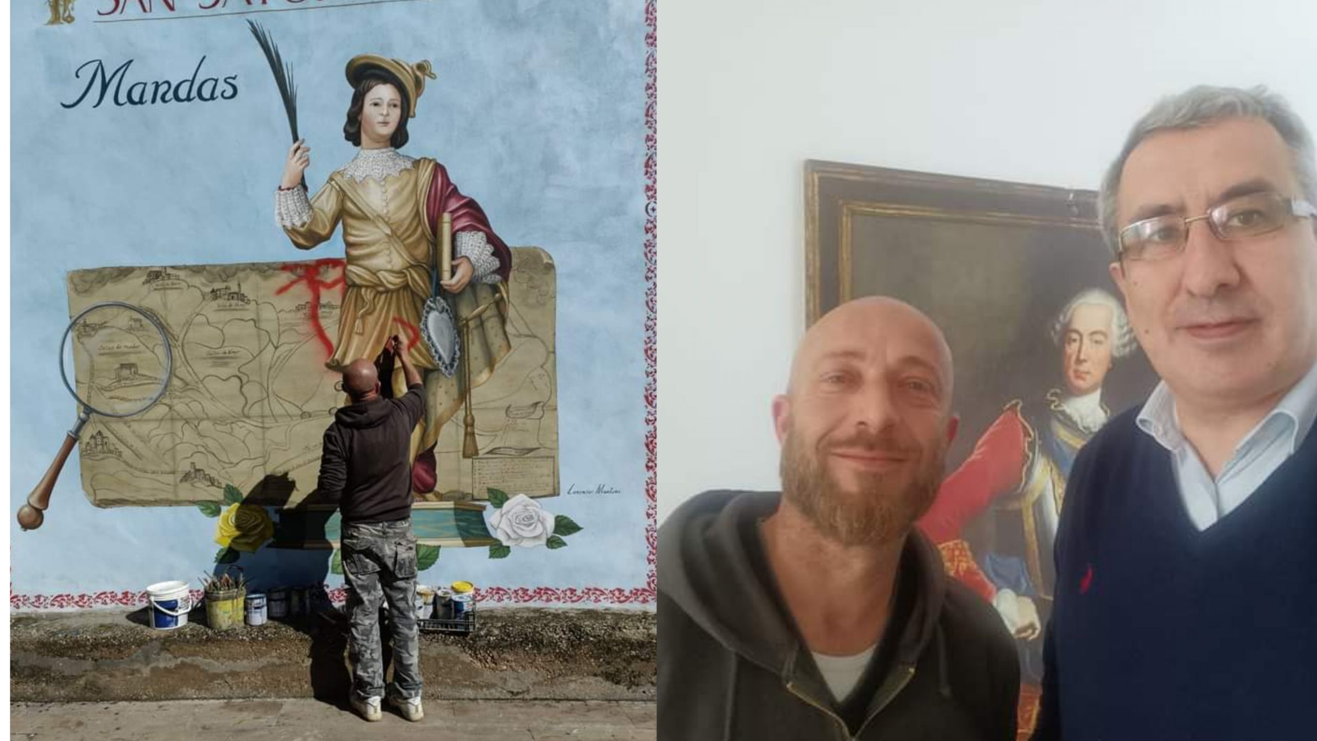 Mandas, ripristinato a tempo di record il murale dedicato a San Saturnino