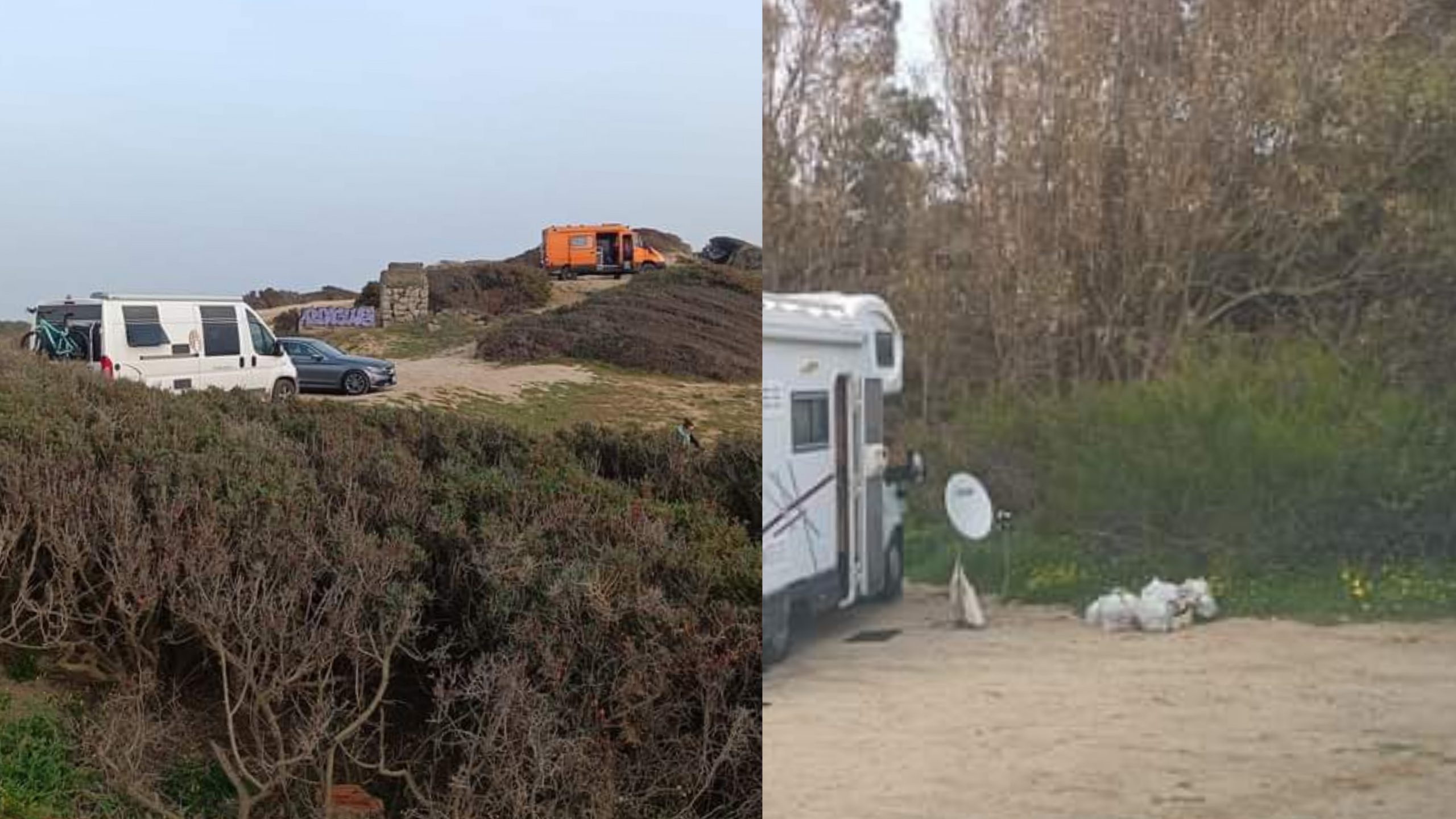 Pasqua a Villasimius, camper parcheggiati nello sterrato e rifiuti lasciati a bordo strada