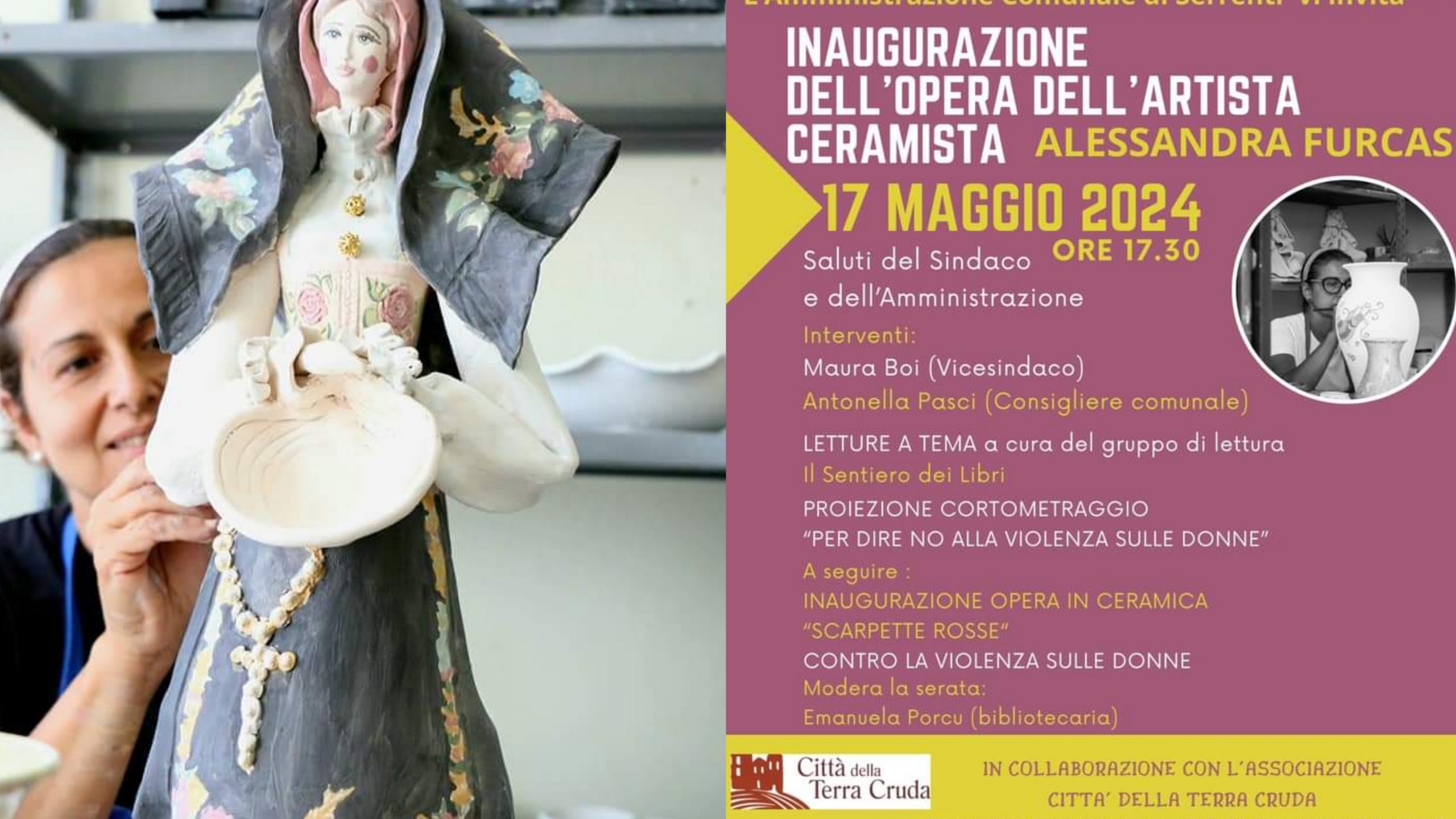 Serrenti, dalle mani della ceramista Alessandra Furcas un’opera contro la violenza