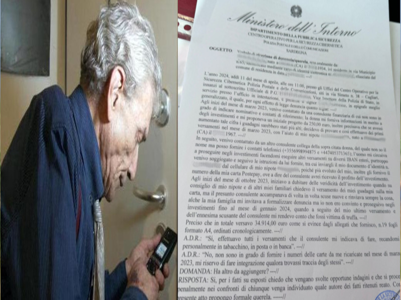 Investe e perde 35mila euro, tutti i risparmi di una vita: 90enne di Cagliari truffato al cellulare da finti promotori finanziari