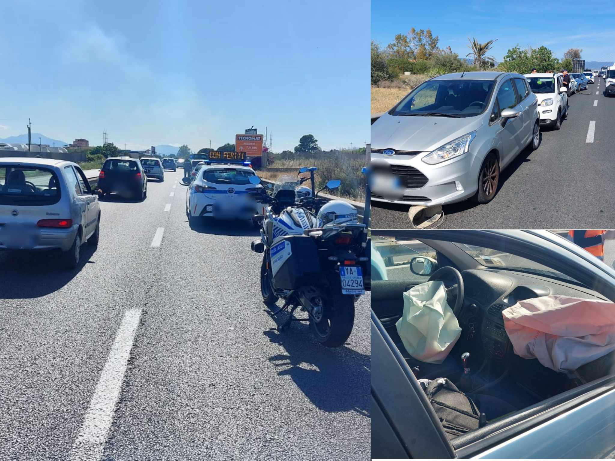 Camion perde il carico, poi la frenata improvvisa: 4 auto distrutte e due feriti sulla 554 a Monserrato