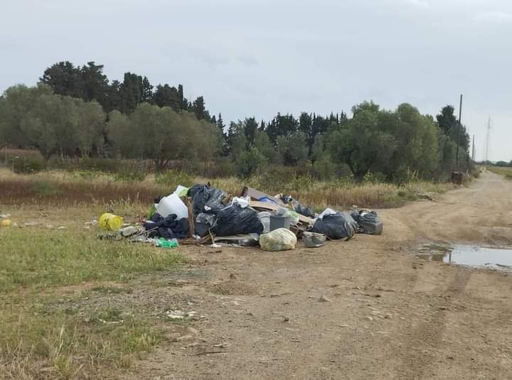 Sacchetto selvaggio ad Assemini, chili di rifiuti fra alberi e cespugli