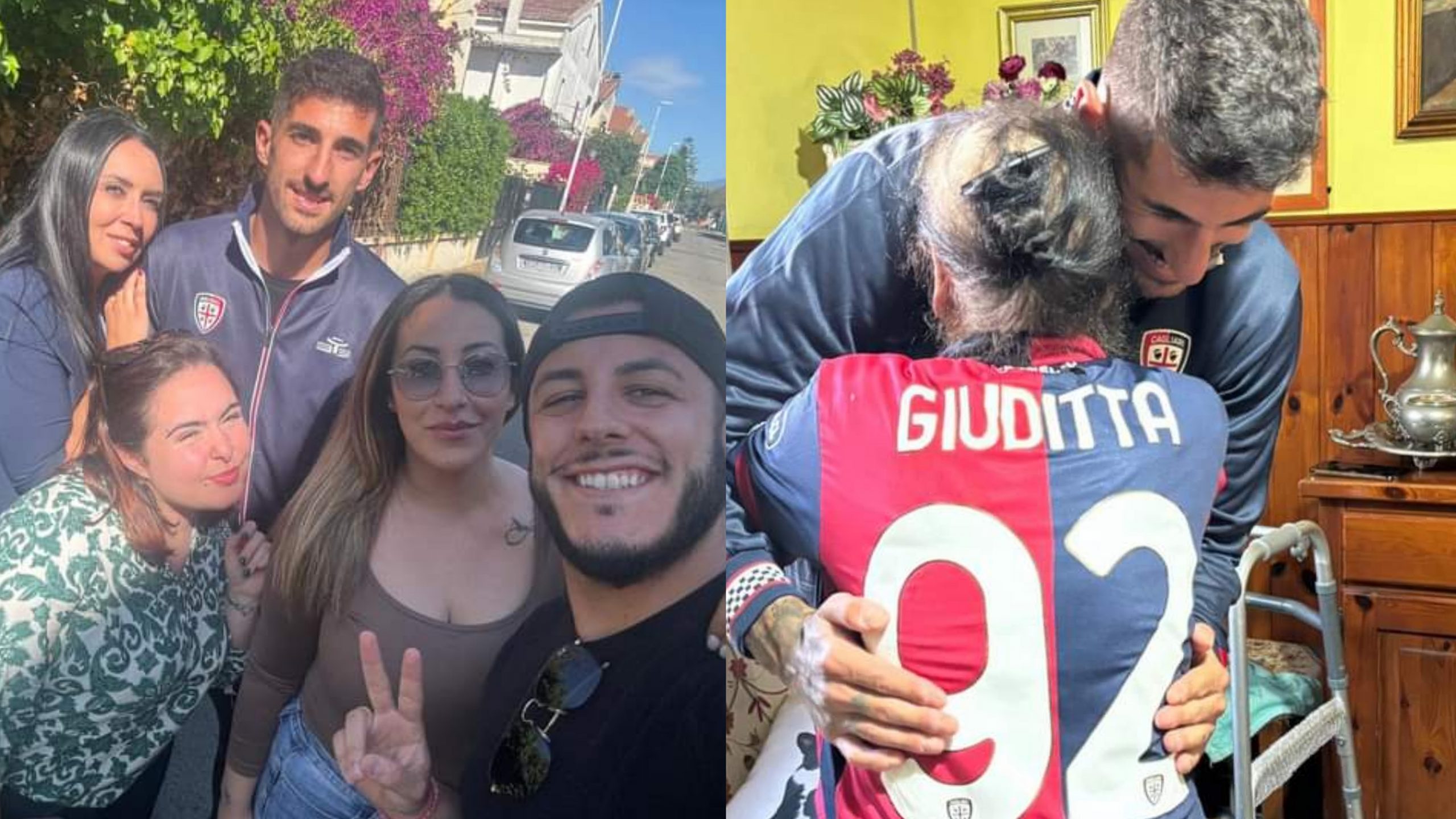 Nonna Giuditta a 92 anni abbraccia il suo beniamino: una maglia speciale dalle mani di Deiola