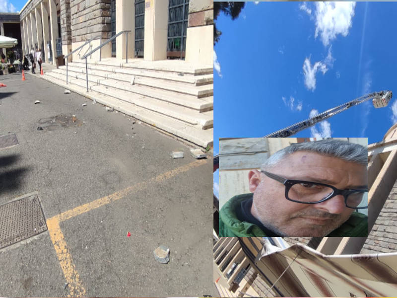 Cagliari, tragedia sfiorata al cimitero di San Michele: crolla un pezzo di cornicione della cupola (VIDEO)