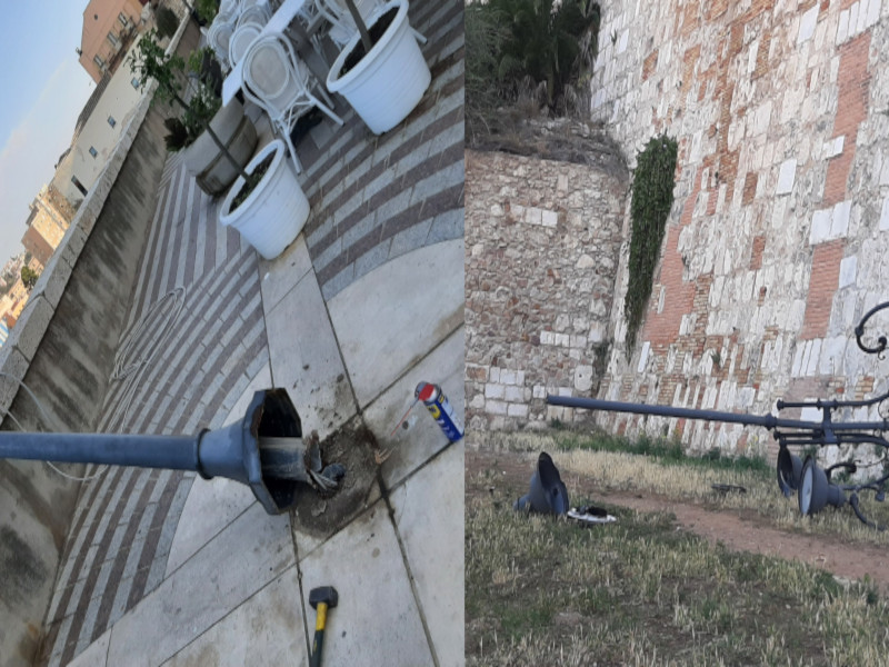 Castello abbandonato e incerottato a Cagliari: “Tredici segnalazioni per un lampione pericolante, è precipitato in via Cammino Nuovo”