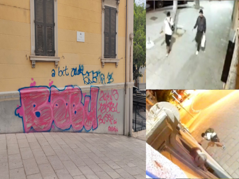Cagliari, “artisti” sfregiano nella notte le mura di una palazzina storica: “Beccati dalle telecamere”