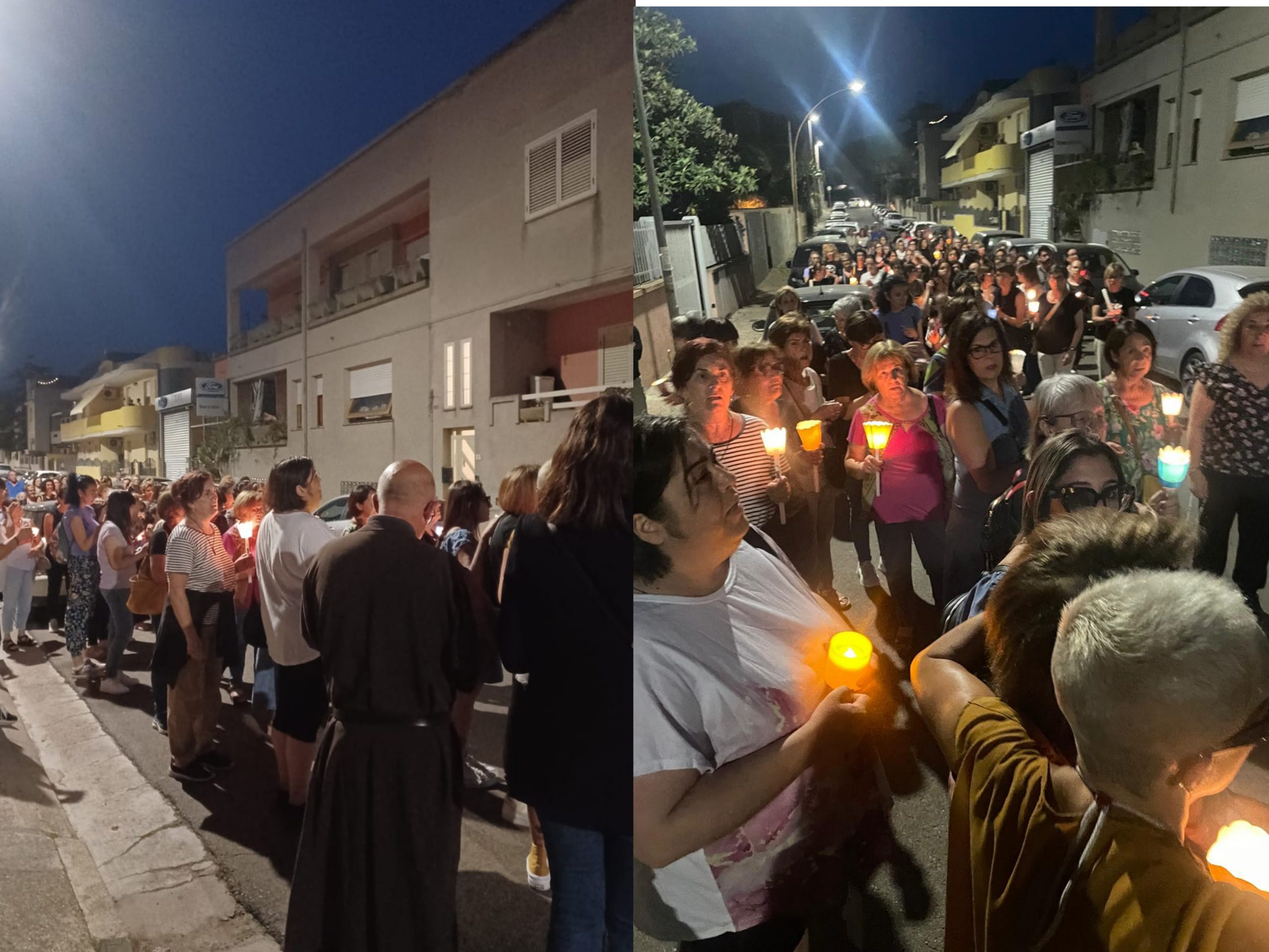 L’abbraccio silenzioso e illuminato dalle fiaccole alla famiglia di Maria Dolores Cannas: “Qui a Sinnai non sarete mai soli”