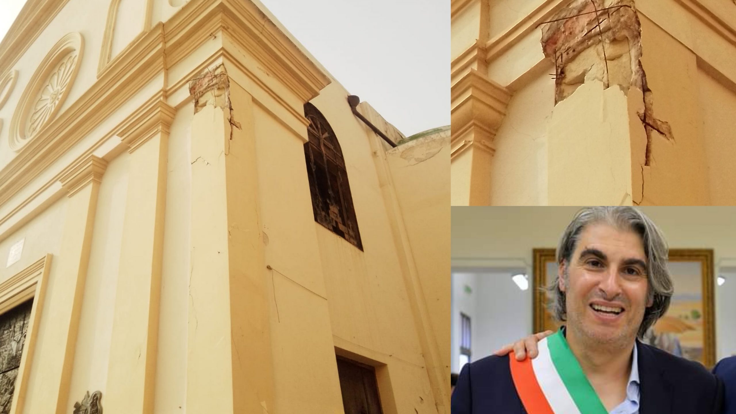 Monserrato, il frontone della chiesa Santa Maria Vergine in pericolo: scatta l’intervento urgente