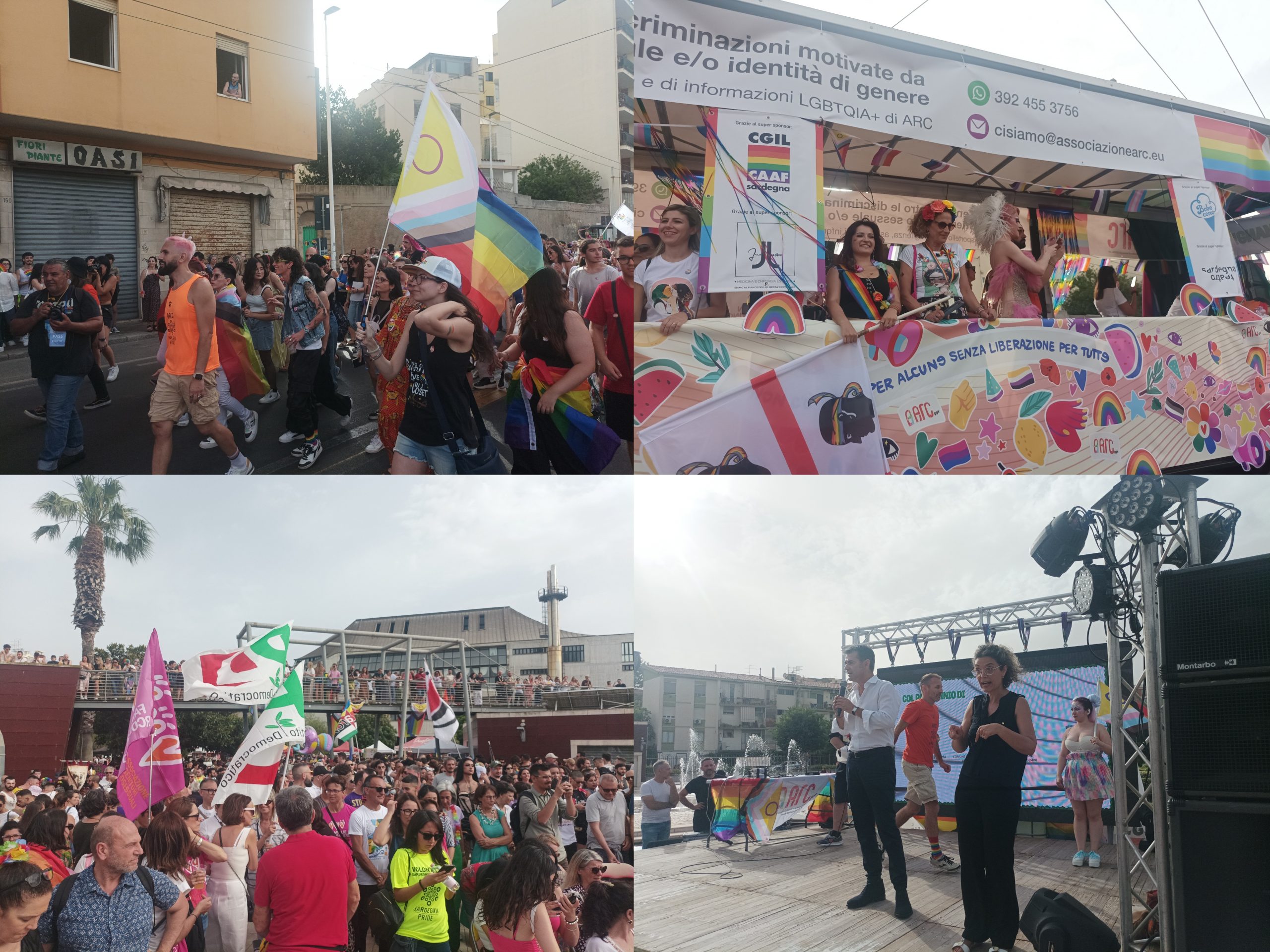 Cagliari, in migliaia sfilano per il Sardegna Pride: “Siamo tutti uguali, basta con discriminazioni e fascismo”