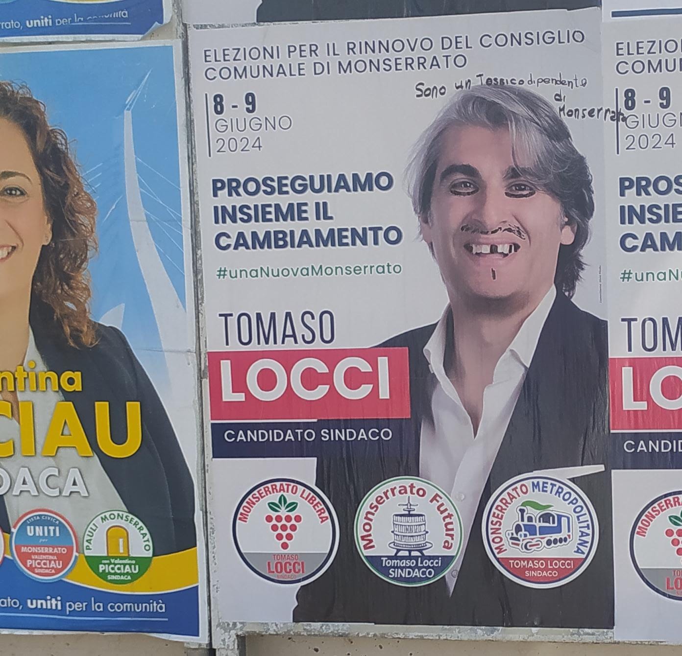 Dispetti e vandalismo a Monserrato, deturpati manifesti elettorali del sindaco Locci