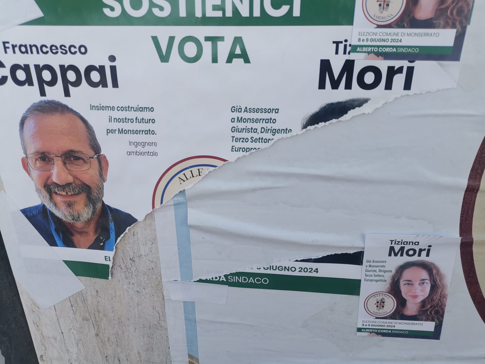Ancora manifesti strappati, questa volta sono quelli di Tiziana Mori e Francesco Cappai