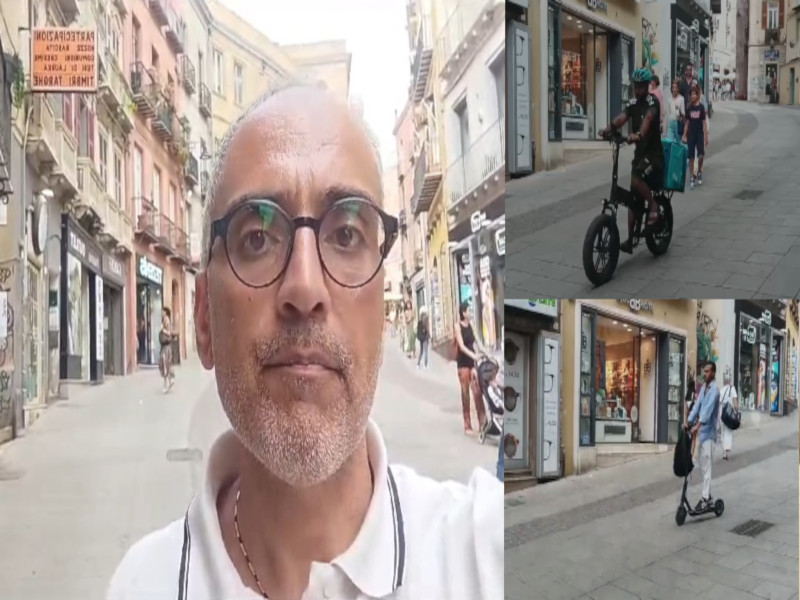 Bici e monopattini come missili nelle vie dello shopping a Cagliari: “Troppi scontri e feriti ogni giorno, vogliamo cartelli chiari e controlli”