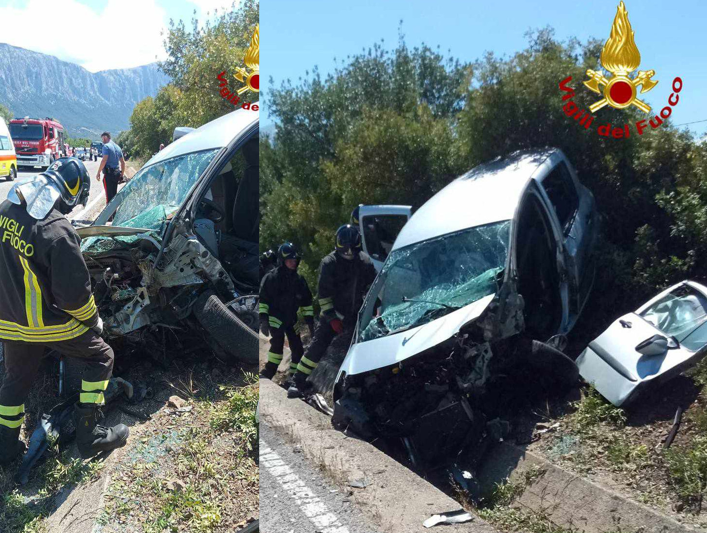 Violento schianto frontale tra due auto tra Oliena e Dorgali, 4 feriti estratti dalla lamiere