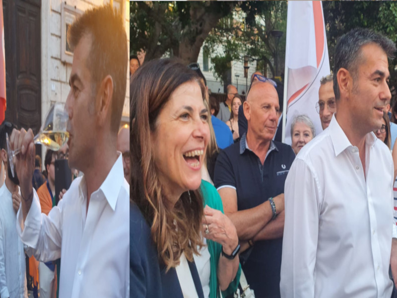 Cagliari, Massimo Zedda festeggia la vittoria: brindisi, selfie e abbracci in piazza Garibaldi