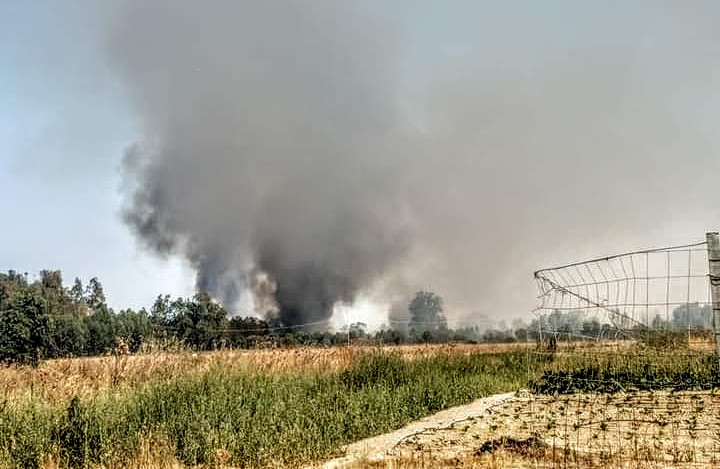 Vasto incendio a Serramanna, il fuoco minaccia case e aziende ai bordi della Statale 196
