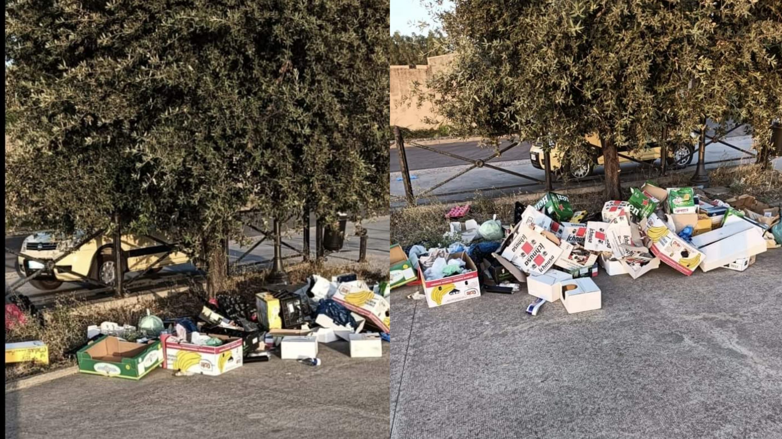 Gonnosfanadiga, l’ira del sindaco Floris davanti alla piazza ricoperta dai rifiuti: “Hai voglia a pulire il paese…”