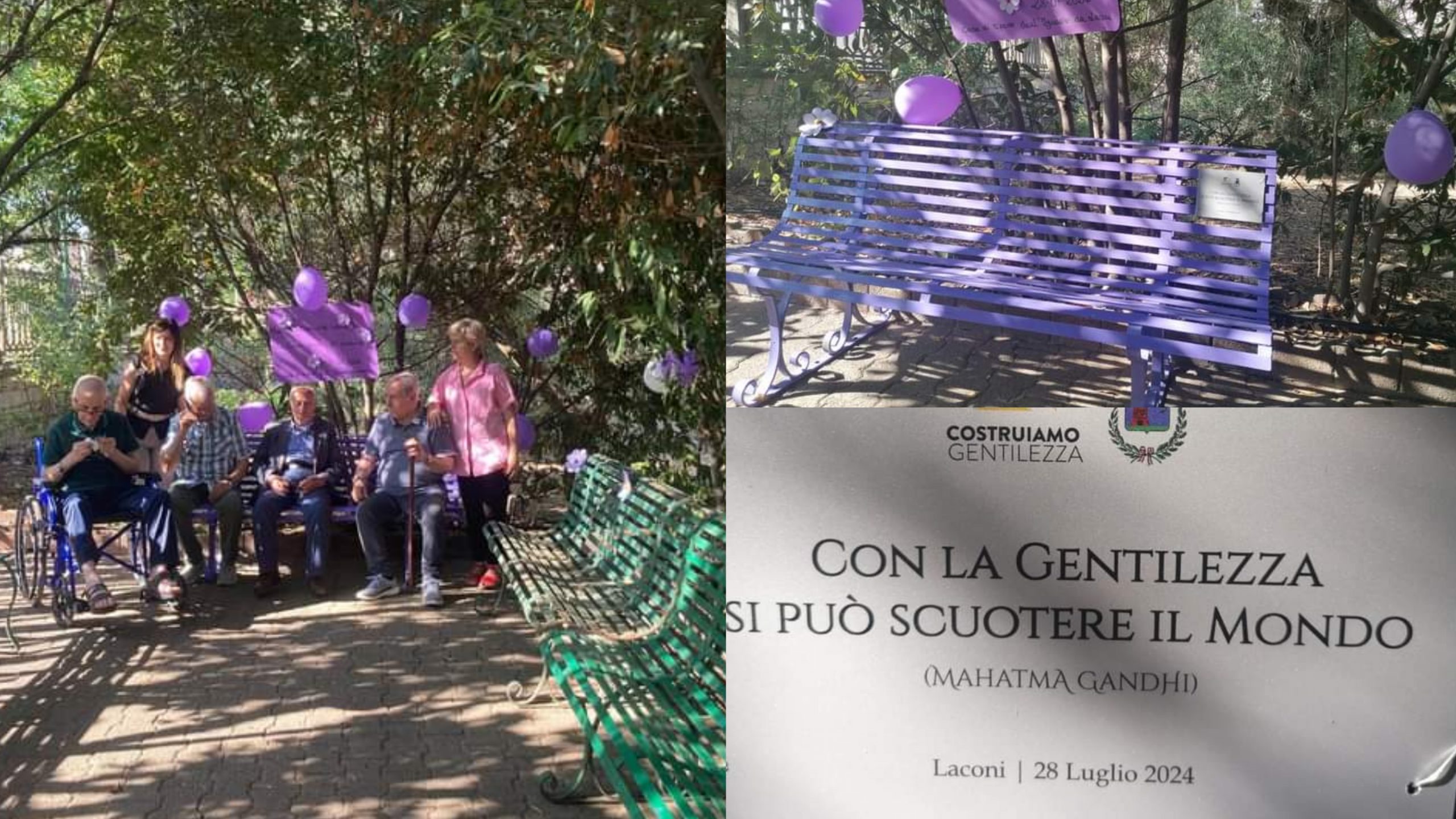 Laconi, una panchina viola per rappresentare la “gentilezza”