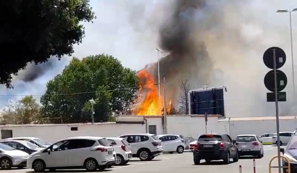 Cagliari, vasto incendio davanti al cimitero: il fuoco divora rifiuti e automezzi
