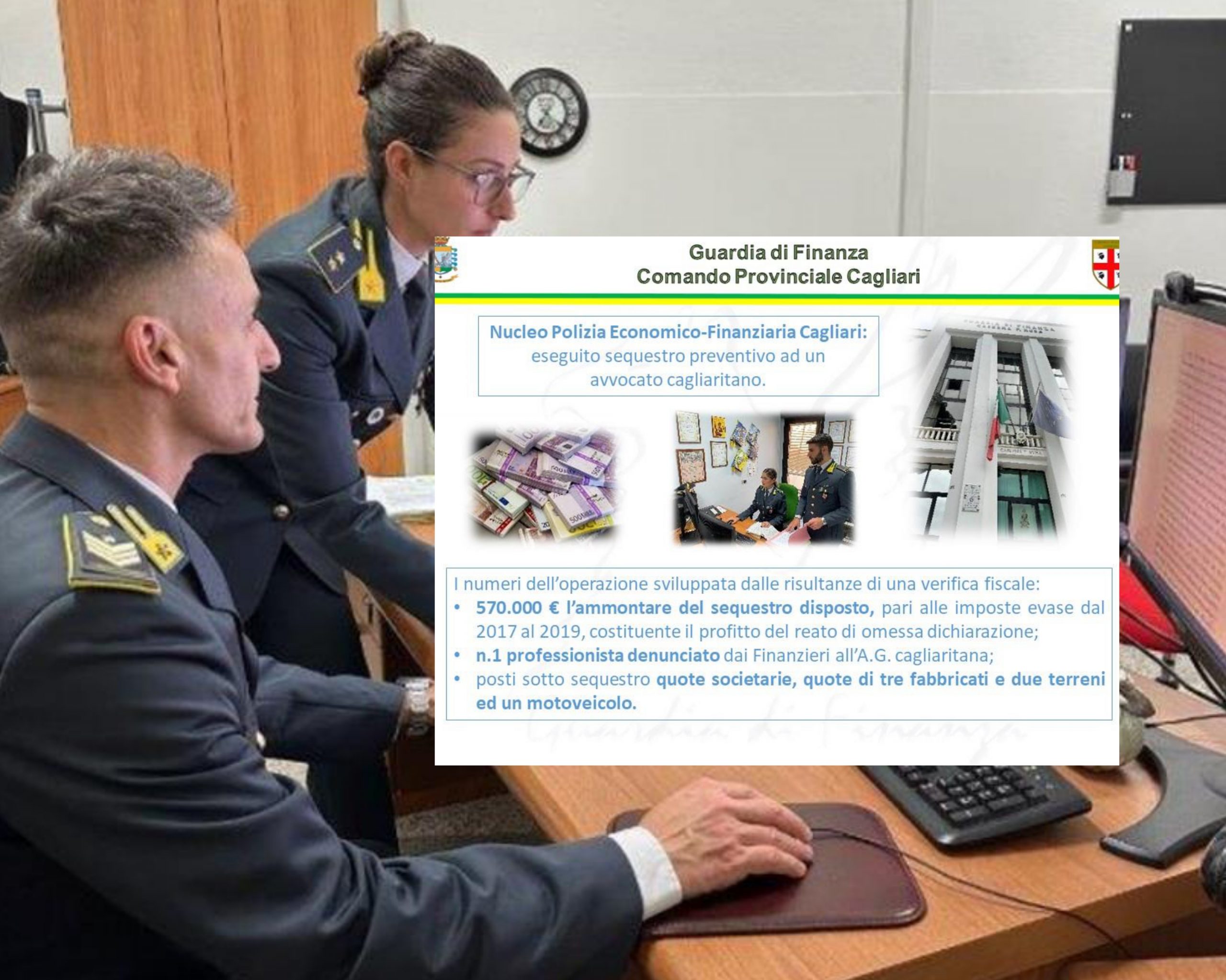 Evasione fiscale, sequestrati beni per mezzo milione di euro a un avvocato cagliaritano
