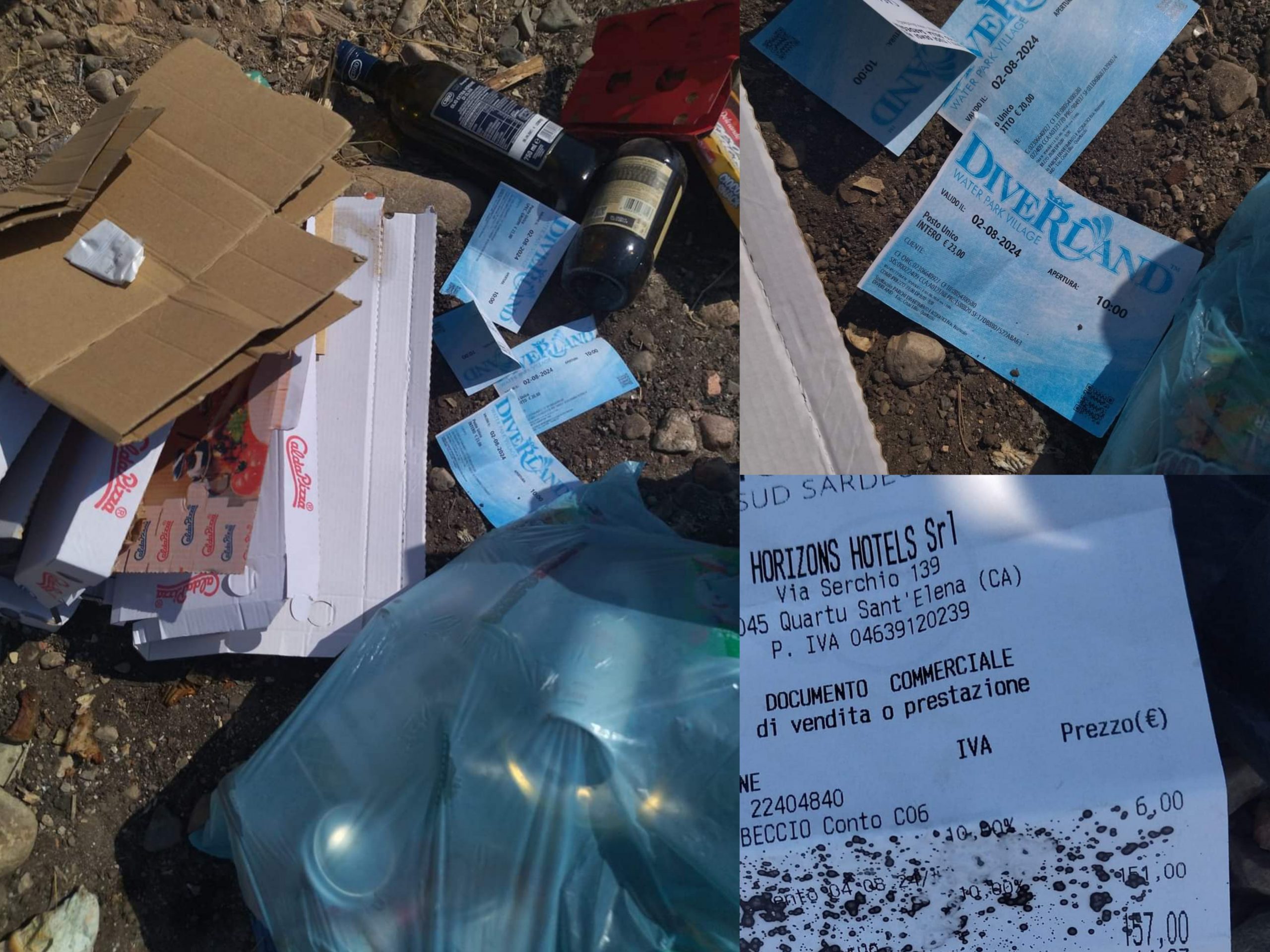Incivili col portafoglio gonfio a Quartu: “Tra i rifiuti scontrini da 157 euro e ticket per parchi acquatici”