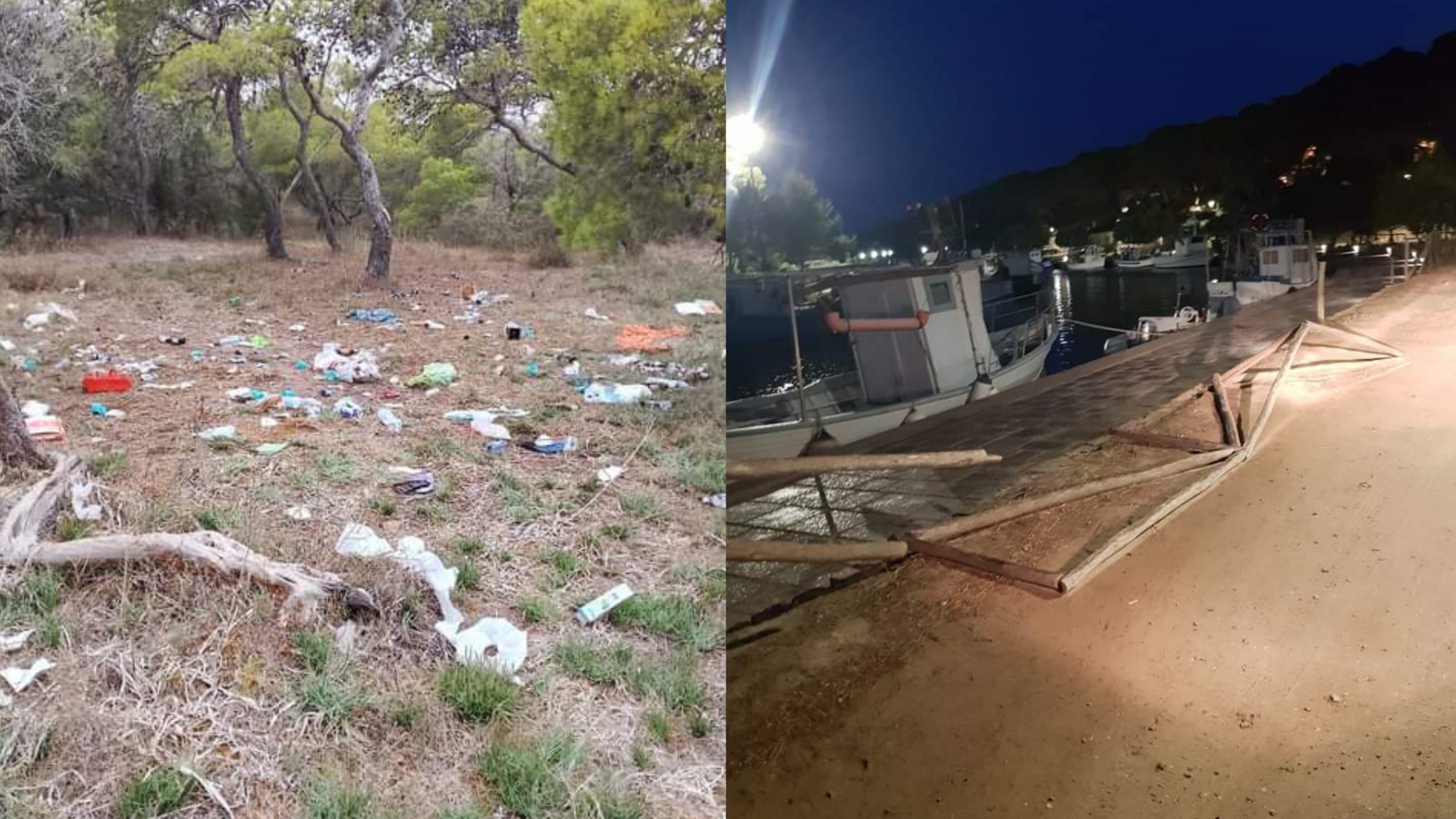 Porto Pino presa d’assalto dagli incivili: la pineta trasformata in una valle di rifiuti, staccionata divelta