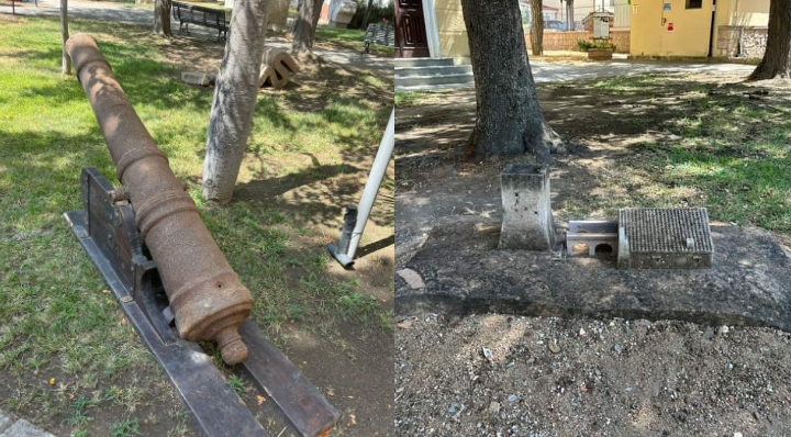 Teulada, nel giardino del Comune l’antico cannone della torre costiera di Capo Malfatano