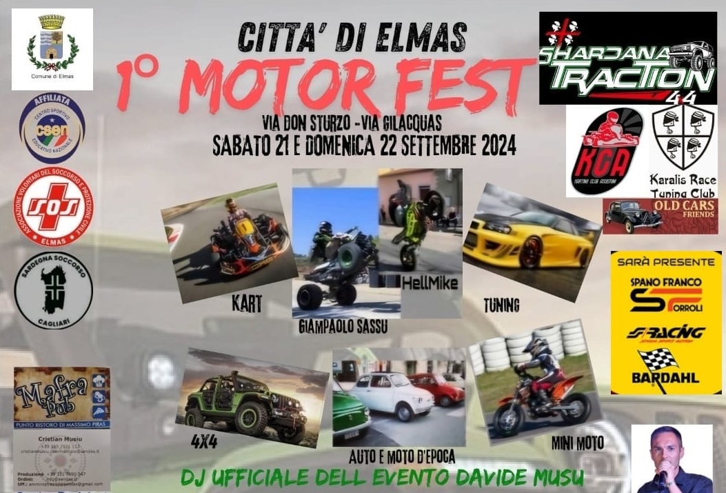 Appuntamento  sabato 21 e domenica 22 settembre ad Elmas per gli appassionati dei motori  con un programma ricchissimo