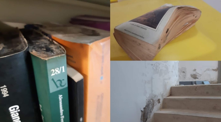 Selargius, biblioteca fatiscente tra libri ammuffiti e calcinacci in bilico: fioccano le proteste