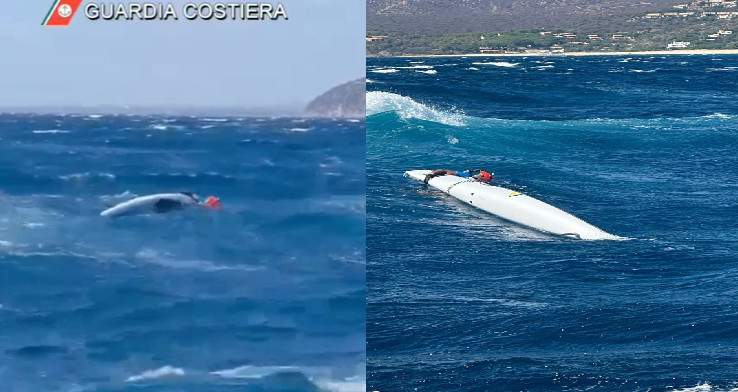 In canoa dal Margine Rosso a Torre delle Stelle sfidando il maestrale, uno di loro rischia di annegare