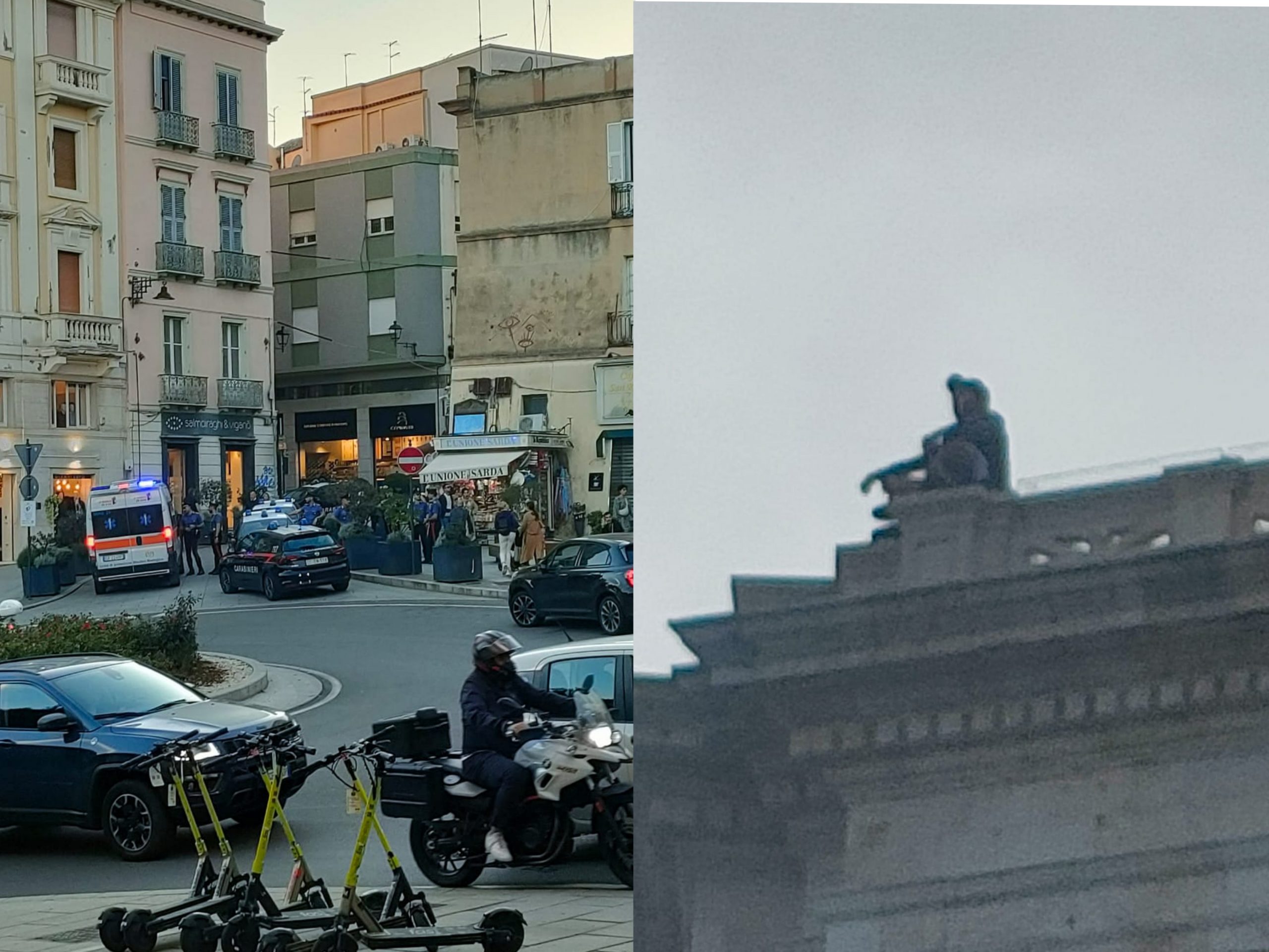 In bilico sul cornicione del Bastione di Cagliari per ascoltare musica, giovane francese “salvato” dai carabinieri 