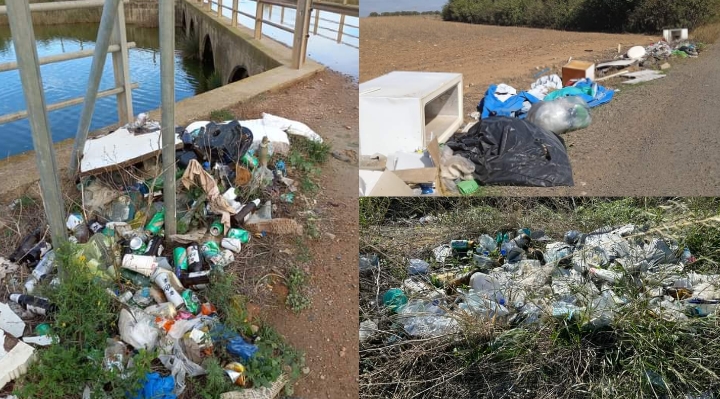 Campagne ridotte a una discarica abusiva ad Assemini, cumuli di spazzatura ovunque