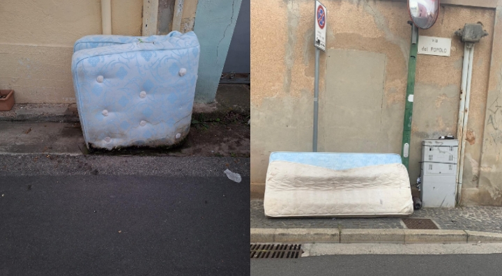 Ancora materassi abbandonati sui marciapiedi: scatta la protesta a Capoterra