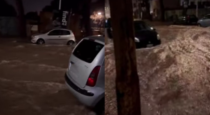 Pirri di nuovo sott’acqua, via Italia come un fiume in piena