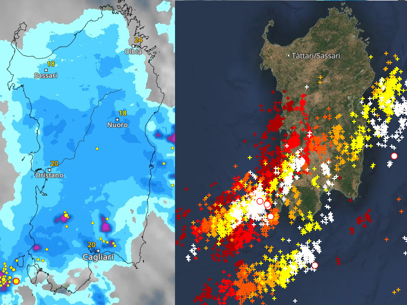 Bufera di fulmini e forti temporali su tutta la Sardegna, il maltempo avvolge anche Cagliari