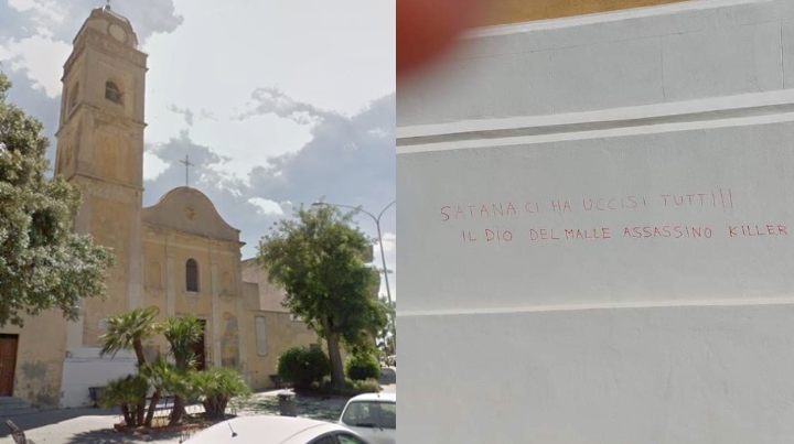 Cagliari, a Pirri deturpata la facciata della Chiesa di San Pietro